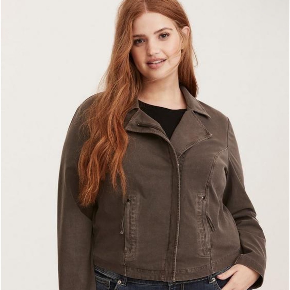 Torrid Grey Jersey Moto Jacket